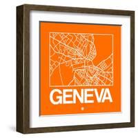 Orange Map of Geneva-NaxArt-Framed Art Print