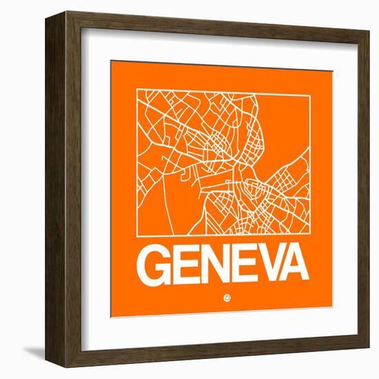 Orange Map of Geneva-NaxArt-Framed Art Print