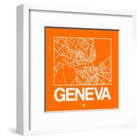 Orange Map of Geneva-NaxArt-Framed Art Print