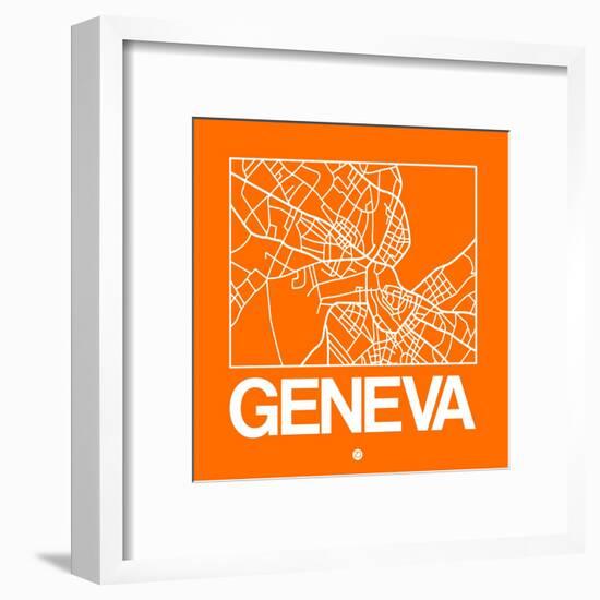 Orange Map of Geneva-NaxArt-Framed Art Print