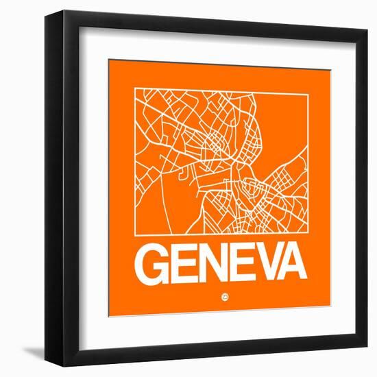 Orange Map of Geneva-NaxArt-Framed Art Print