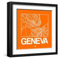 Orange Map of Geneva-NaxArt-Framed Art Print