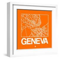 Orange Map of Geneva-NaxArt-Framed Art Print