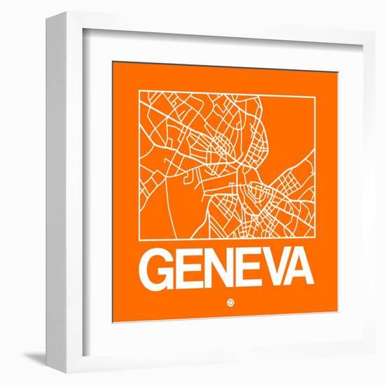 Orange Map of Geneva-NaxArt-Framed Art Print