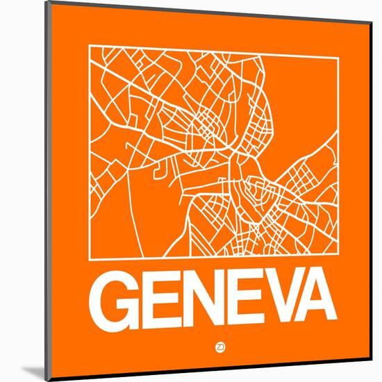 Orange Map of Geneva-NaxArt-Mounted Art Print