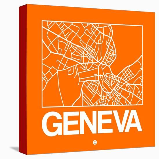 Orange Map of Geneva-NaxArt-Stretched Canvas