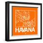 Orange Map of Havana-NaxArt-Framed Art Print