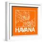 Orange Map of Havana-NaxArt-Framed Art Print