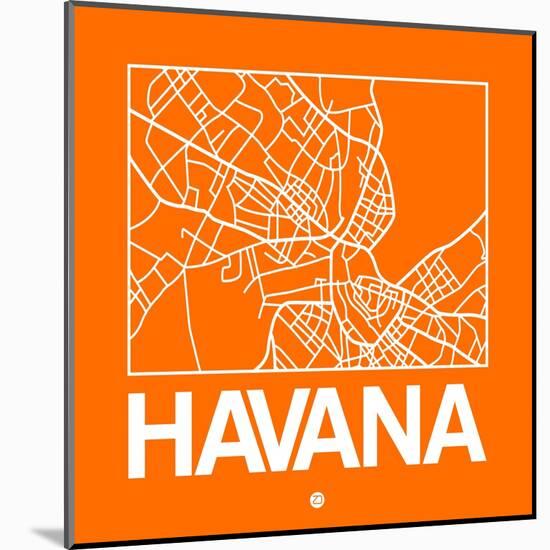 Orange Map of Havana-NaxArt-Mounted Art Print