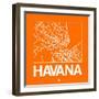 Orange Map of Havana-NaxArt-Framed Art Print