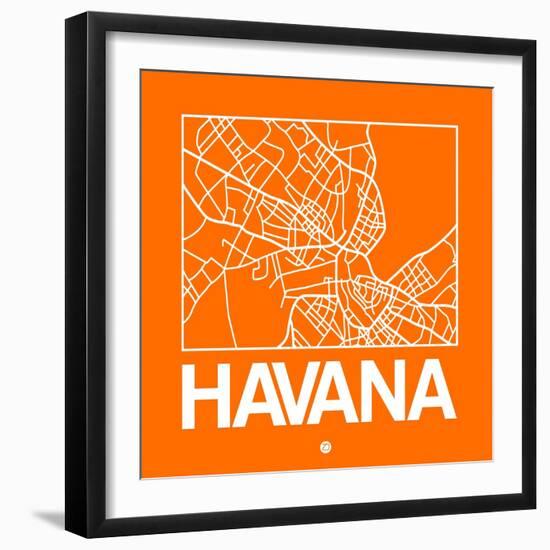 Orange Map of Havana-NaxArt-Framed Art Print