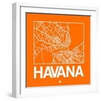 Orange Map of Havana-NaxArt-Framed Art Print