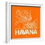 Orange Map of Havana-NaxArt-Framed Art Print