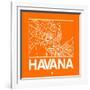 Orange Map of Havana-NaxArt-Framed Art Print