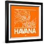 Orange Map of Havana-NaxArt-Framed Art Print