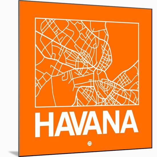 Orange Map of Havana-NaxArt-Mounted Art Print