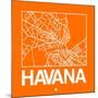 Orange Map of Havana-NaxArt-Mounted Art Print