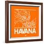 Orange Map of Havana-NaxArt-Framed Art Print