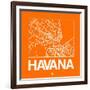 Orange Map of Havana-NaxArt-Framed Art Print