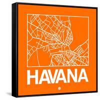 Orange Map of Havana-NaxArt-Framed Stretched Canvas