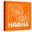 Orange Map of Havana-NaxArt-Stretched Canvas