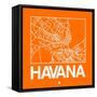 Orange Map of Havana-NaxArt-Framed Stretched Canvas