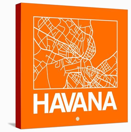 Orange Map of Havana-NaxArt-Stretched Canvas