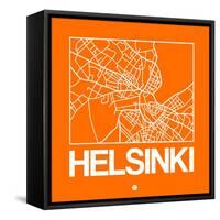 Orange Map of Helsinki-NaxArt-Framed Stretched Canvas