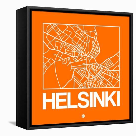 Orange Map of Helsinki-NaxArt-Framed Stretched Canvas