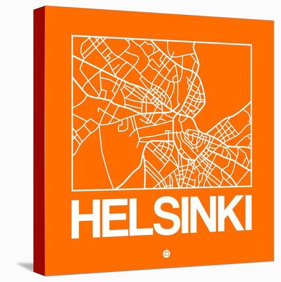 Orange Map of Helsinki-NaxArt-Stretched Canvas