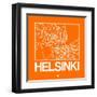 Orange Map of Helsinki-NaxArt-Framed Art Print
