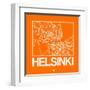 Orange Map of Helsinki-NaxArt-Framed Art Print