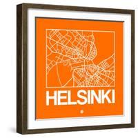 Orange Map of Helsinki-NaxArt-Framed Art Print