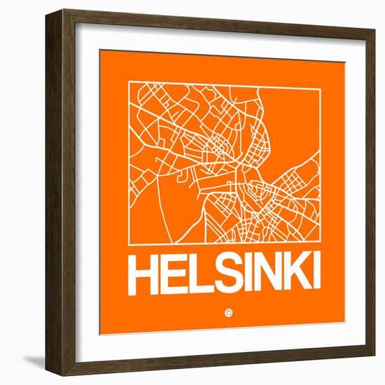 Orange Map of Helsinki-NaxArt-Framed Art Print