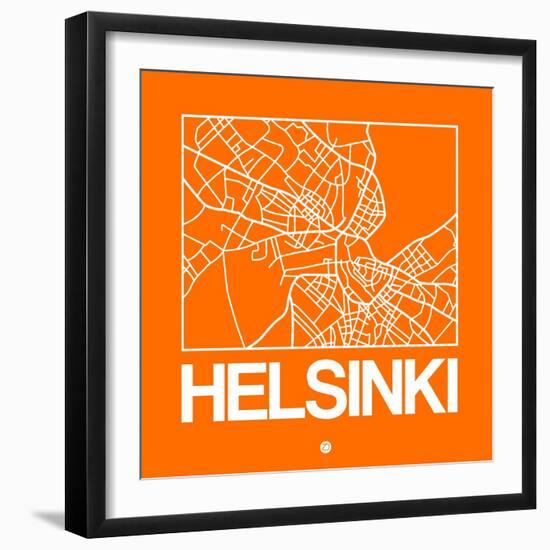 Orange Map of Helsinki-NaxArt-Framed Art Print