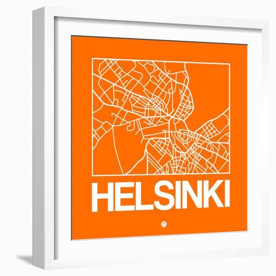 Orange Map of Helsinki-NaxArt-Framed Art Print