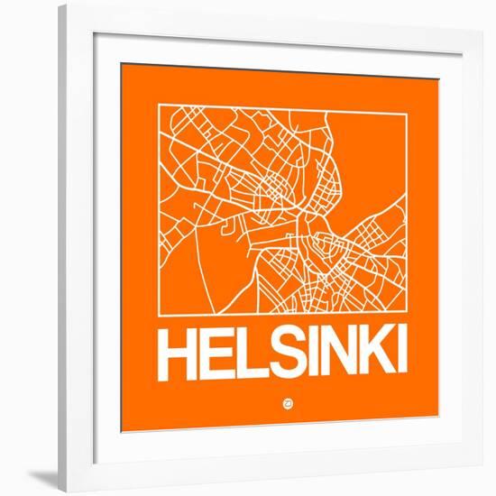 Orange Map of Helsinki-NaxArt-Framed Art Print