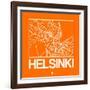 Orange Map of Helsinki-NaxArt-Framed Art Print