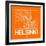 Orange Map of Helsinki-NaxArt-Framed Art Print