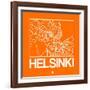 Orange Map of Helsinki-NaxArt-Framed Art Print