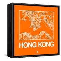 Orange Map of Hong Kong-NaxArt-Framed Stretched Canvas