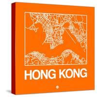 Orange Map of Hong Kong-NaxArt-Stretched Canvas