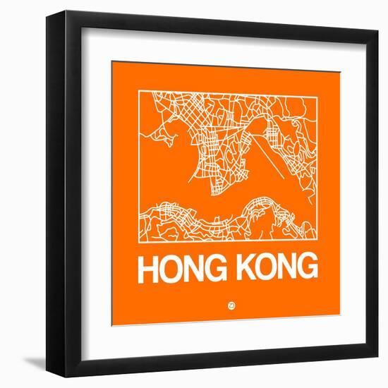 Orange Map of Hong Kong-NaxArt-Framed Art Print