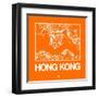 Orange Map of Hong Kong-NaxArt-Framed Art Print