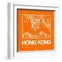 Orange Map of Hong Kong-NaxArt-Framed Art Print