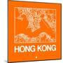 Orange Map of Hong Kong-NaxArt-Mounted Art Print