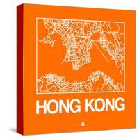 Orange Map of Hong Kong-NaxArt-Stretched Canvas