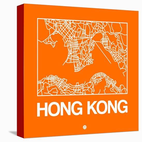 Orange Map of Hong Kong-NaxArt-Stretched Canvas