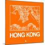 Orange Map of Hong Kong-NaxArt-Mounted Art Print