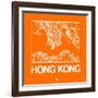 Orange Map of Hong Kong-NaxArt-Framed Art Print